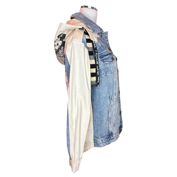 Desigual Disney Mickey Mouse Jean Jacket XS Patchwork Paint Splatter Streetwear - Picture 7 of 16